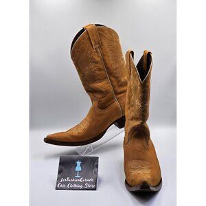 El General Mens Tan Nubuck Leather Pointed Toe Western Cowboy Boots  Sz 8.5 2681